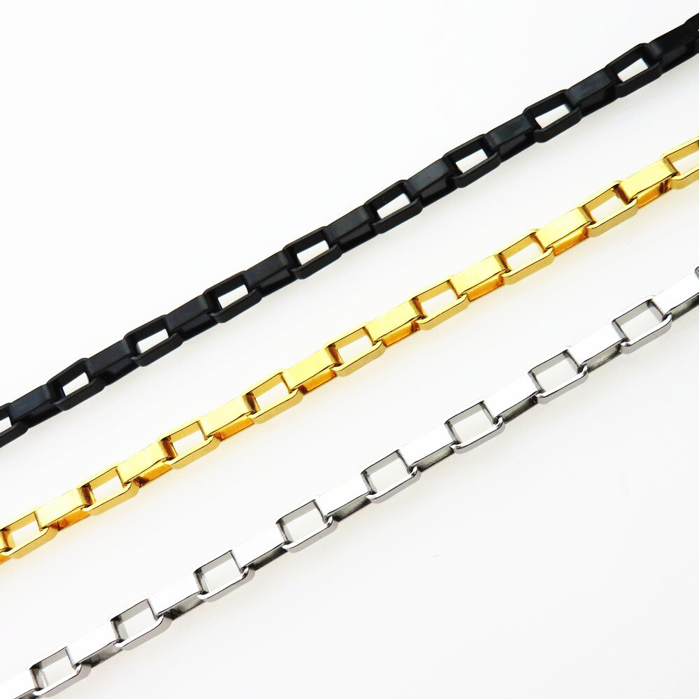 1.5 – 6mm 18K Gold Plated Stainless Steel Hollow Box Chain Necklace 16-24”