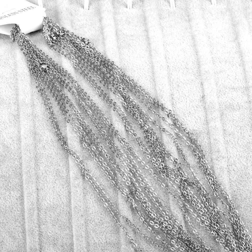 1.5-3.2mm 16″-32″ Wholesale Stainless Steel Silver Oval Chain Necklace Jewelry