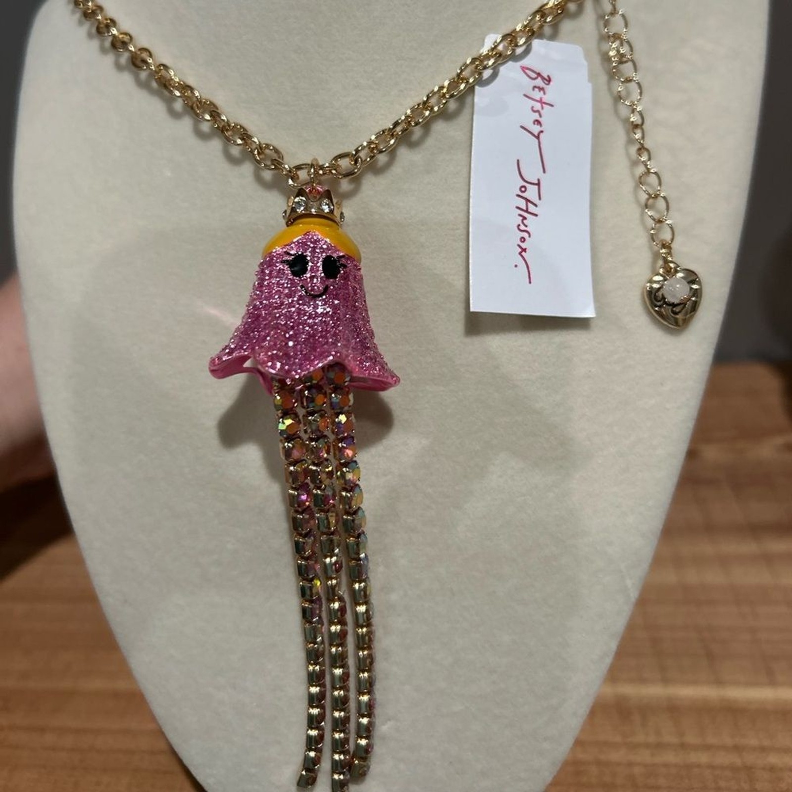 NWT Betsey Johnson Crystal Ghost Princess/Fairy Long Pendant Necklace