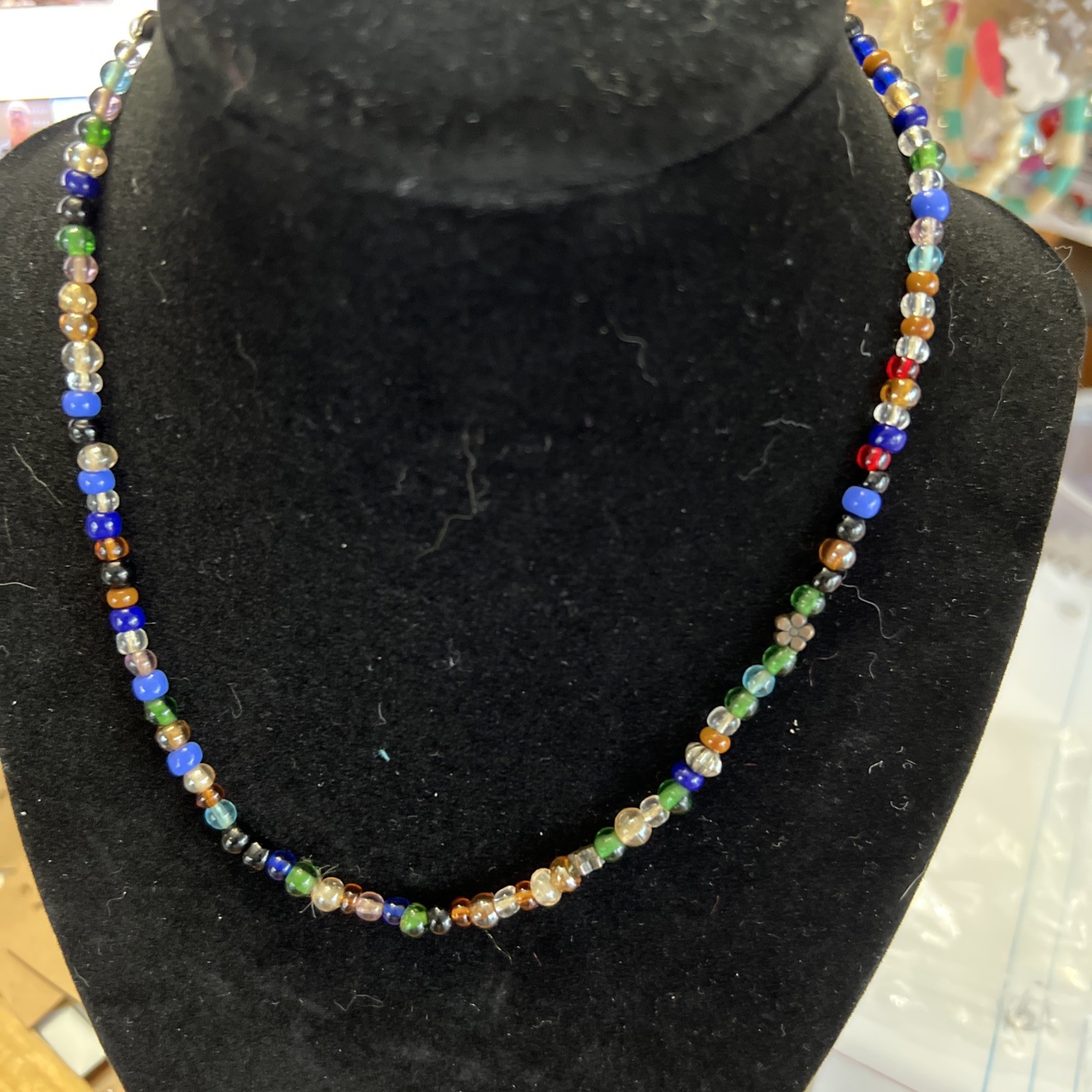 Headed Necklace 16 Inch Multicolor Very Pretty No Mark N550