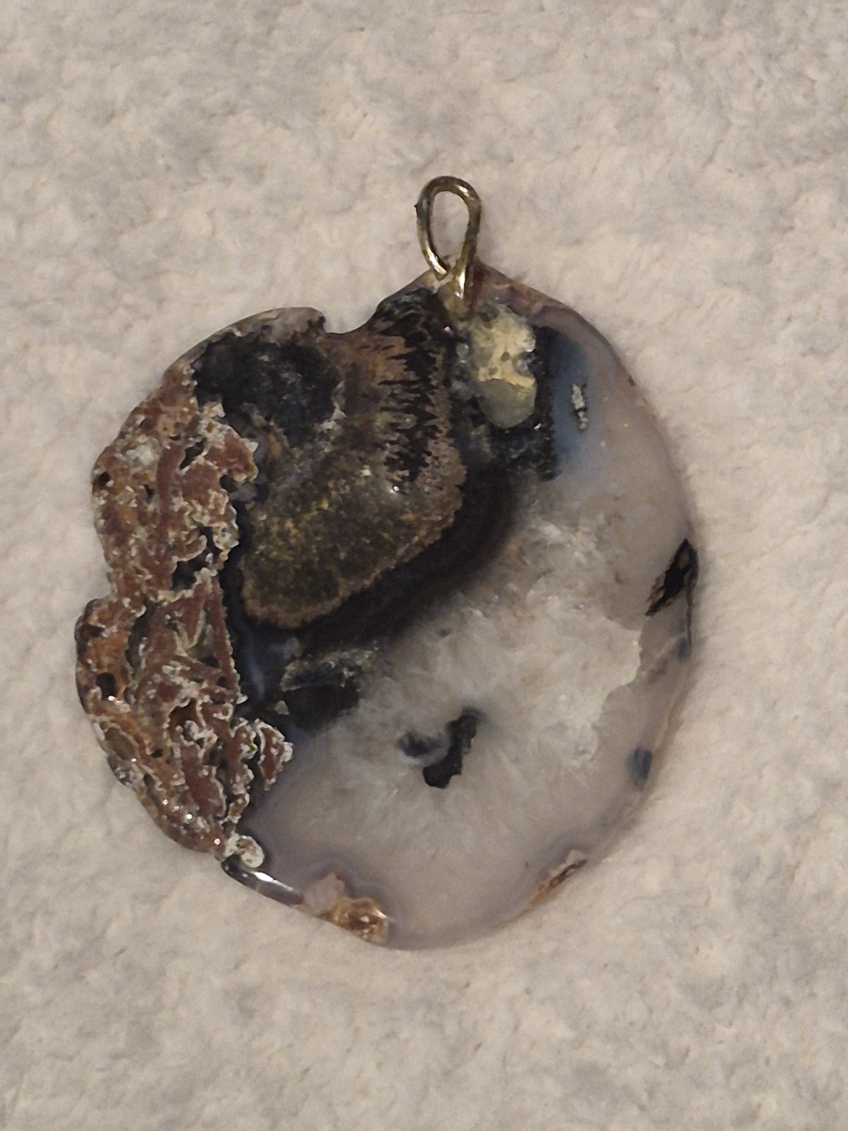 Large 2.5 Inch Natural Agate Slice Cross Pendant