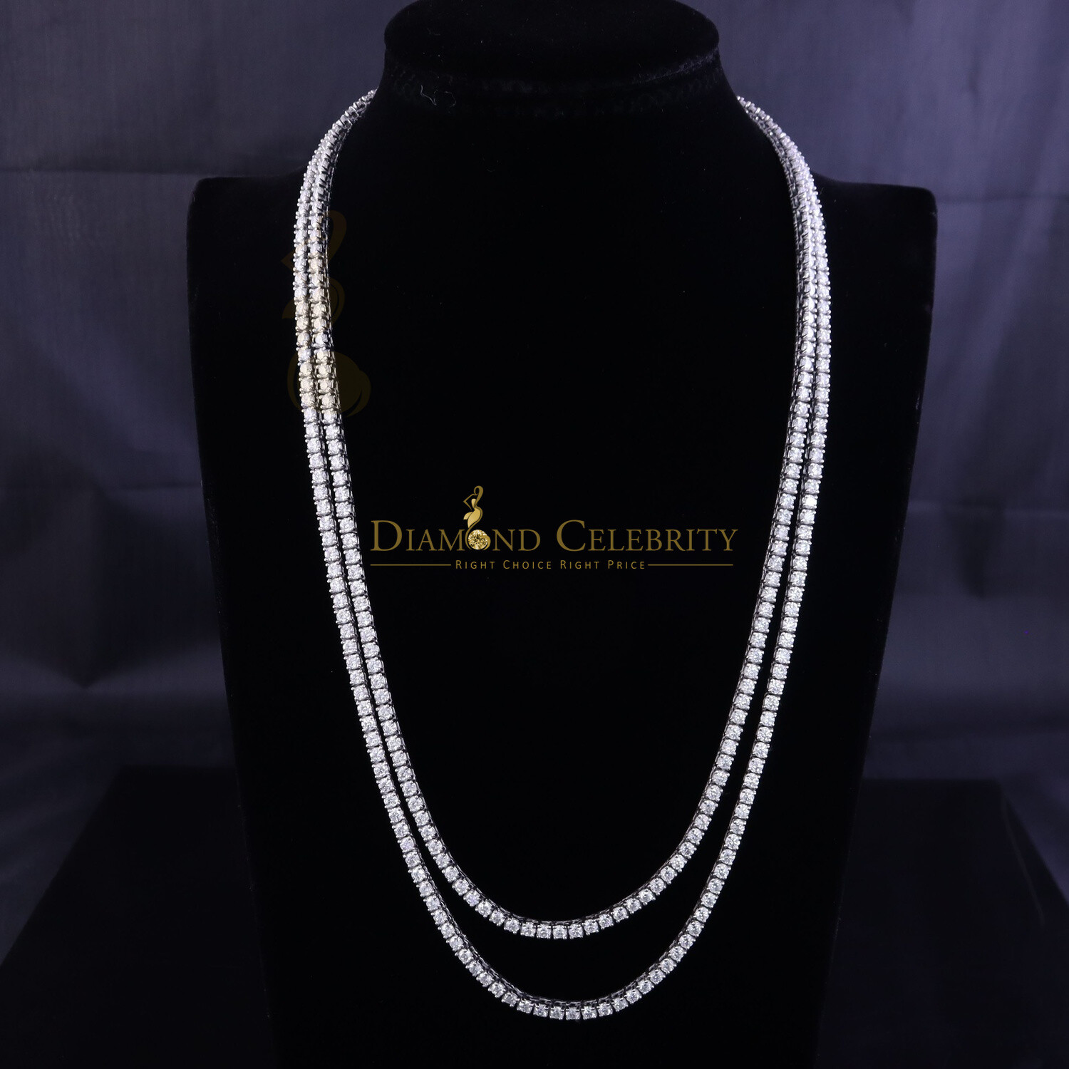 Tennis Men’s Necklace 925 Silver White 40ct Moissanite size 22inch & Width 3mm