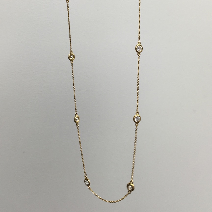3 TCW Man Made Diamond By The Yard Station Necklace 14k 16″, 18″, 20″