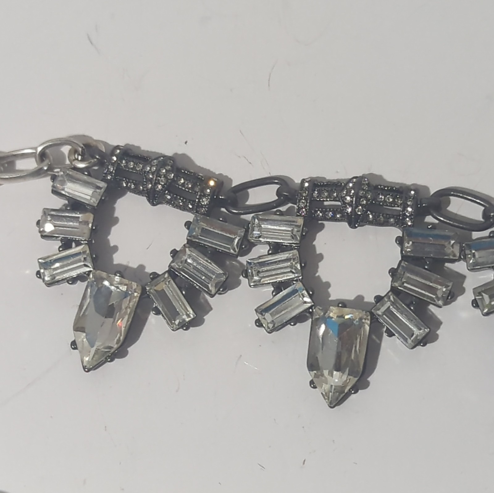 Stella & Dot 5-in-1 Convertible Statement Necklace Silver Pearl Crystal Layered.
