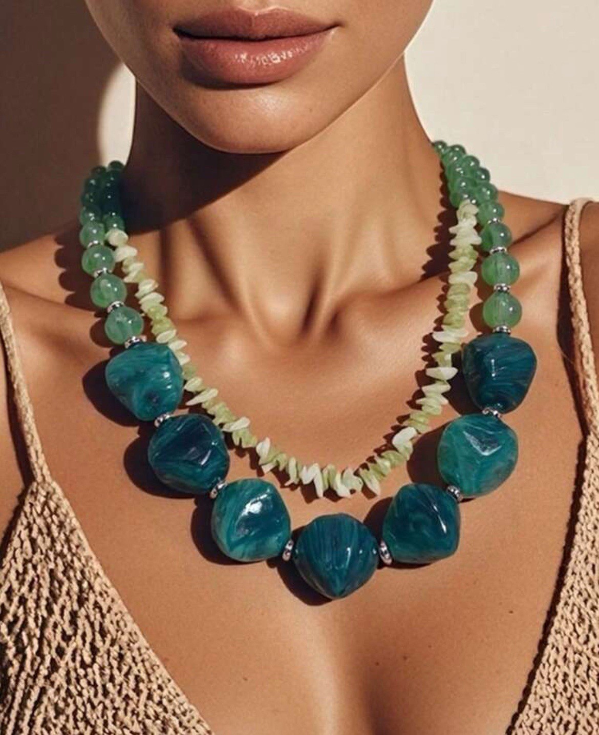 Resin Necklace Large Beads Multi Colorful Chunky Acrylic Statement Boho Retro