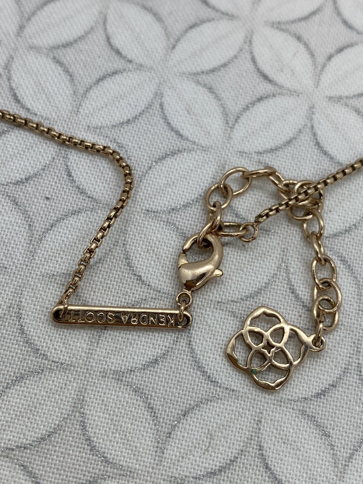 Kendra Scott Fischer Pendant Necklace White Kyocera Opal Rose Gold Tone