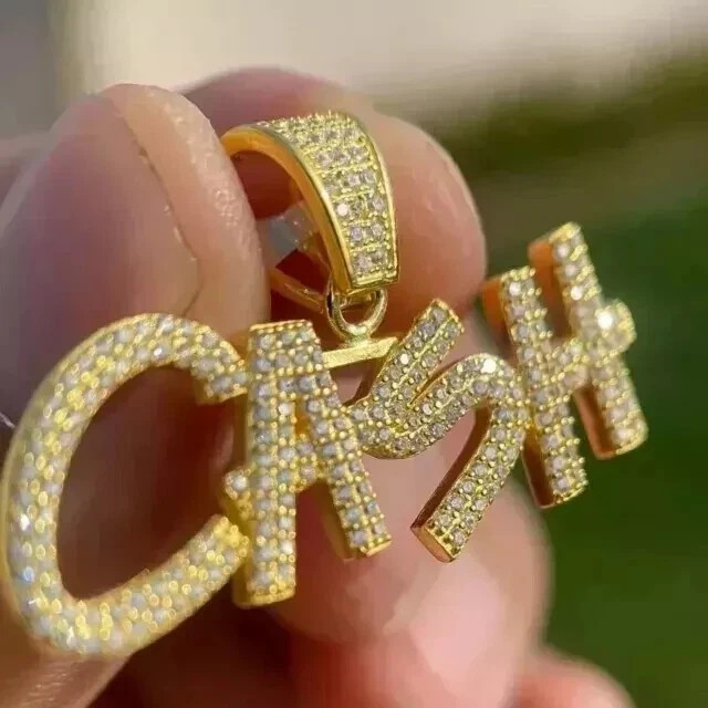Customize Letter Pendant 3 Ct Round Cut Simulated Diamond 14K Yellow Gold Plated