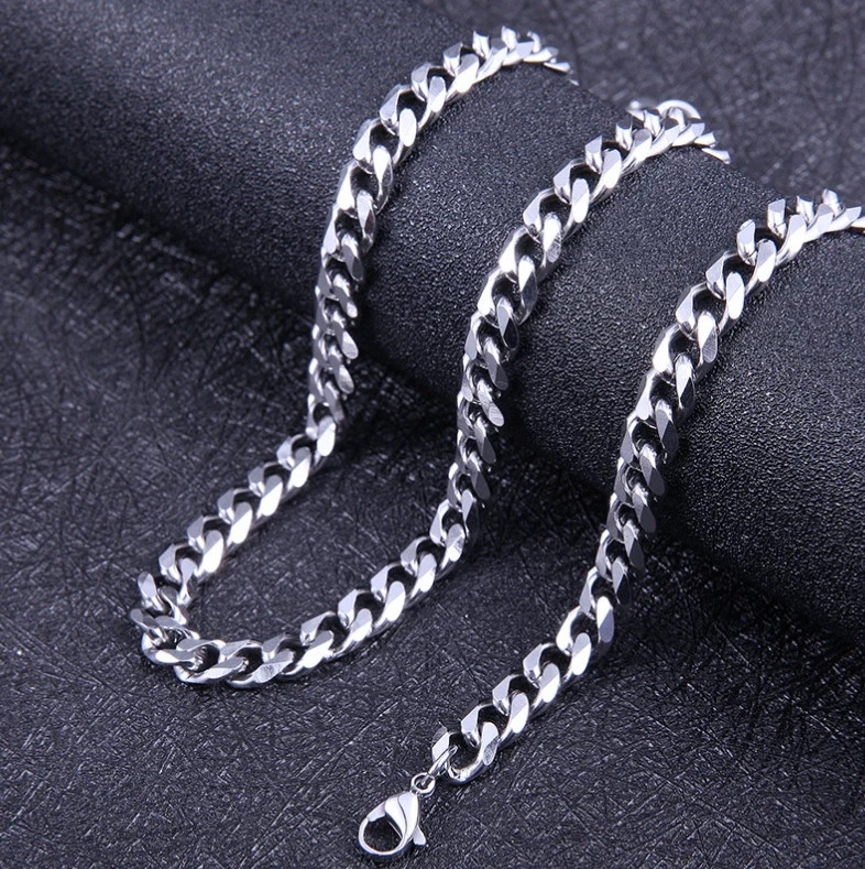 Men Women Gold Silver Stainless Steel Cuban Curb Chain Necklace 3mmx600mm/24″