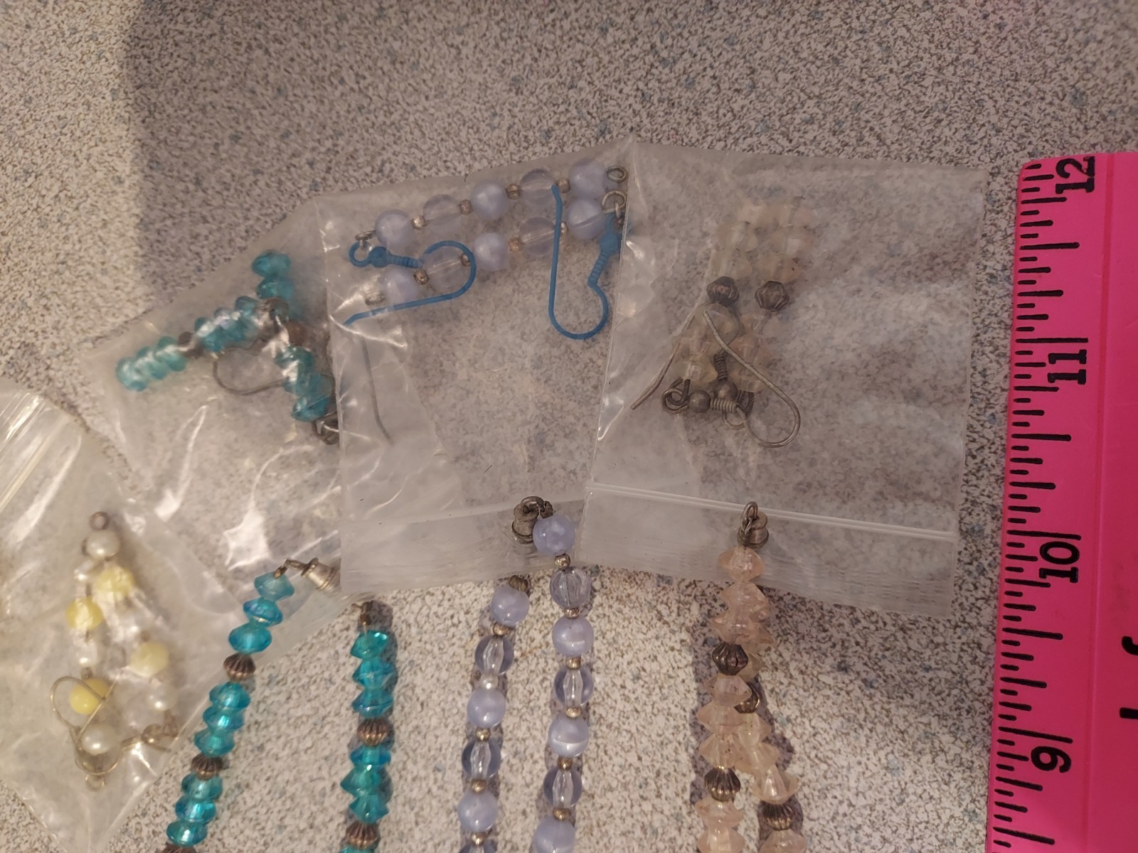 Lot of 4 beaded Necklaces with earrings NWOT Plastic and metal combo NEW 20″ lng