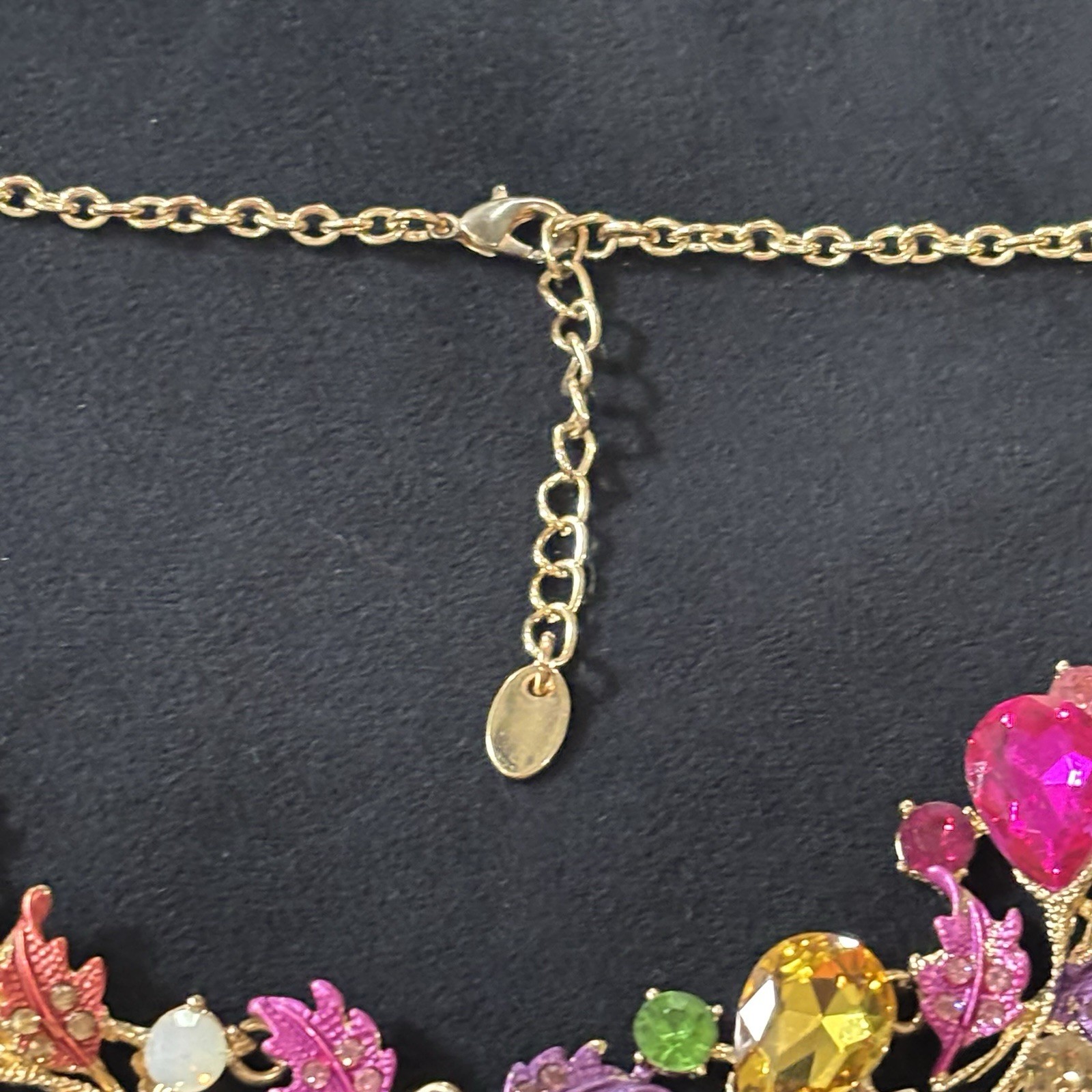Christian Siriano Multicolor Floral Rhinestone Waterfall Bib Statement Necklace
