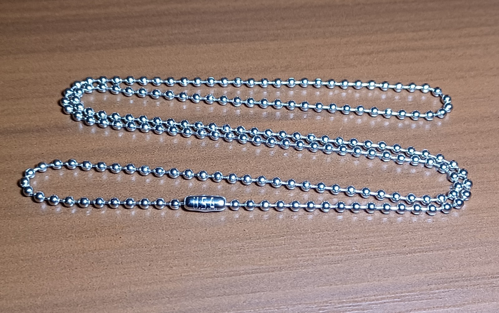 24″ USA Silver Nickel Plated Steel 2.4mm Ball Bead Military Type Dog Tag Chain