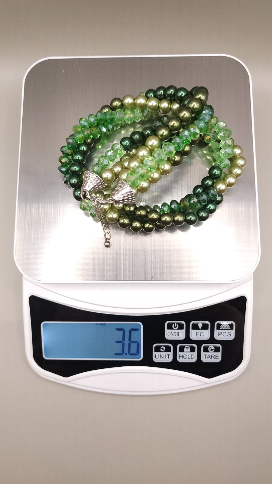 Chunky Multi Strand Green Glass Pearl Necklace Twisted Torsade Statement 17″