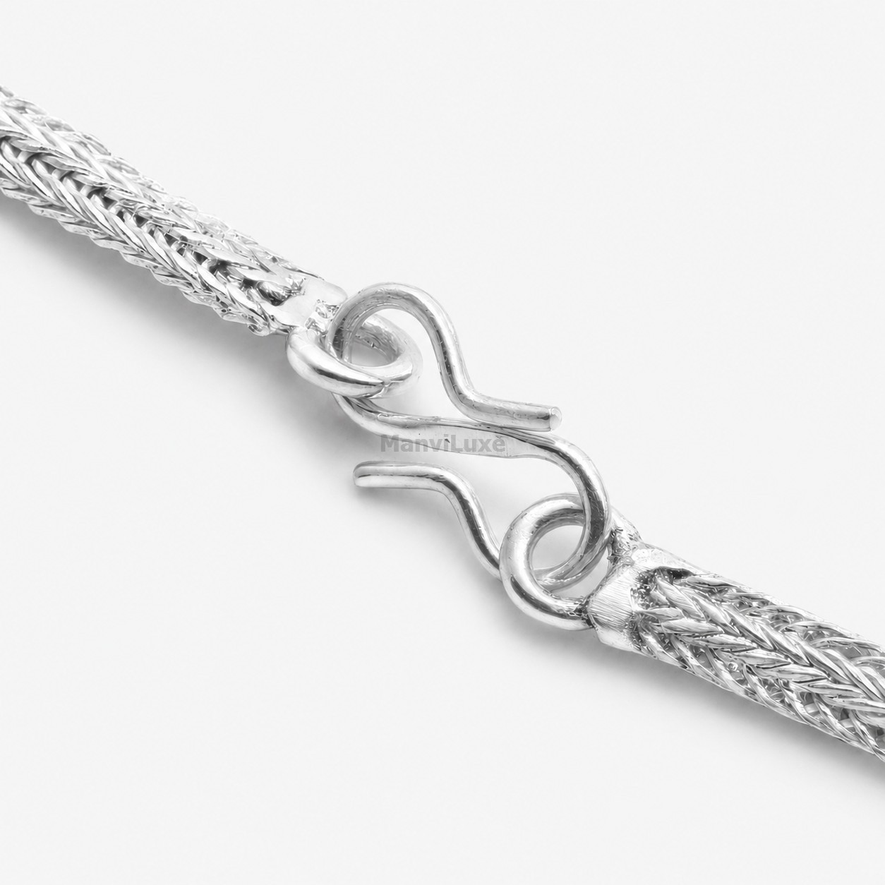 10″ Silver Bonded Woven Chain for Women 4x2mm Heavy Duty Braided Franco Chain