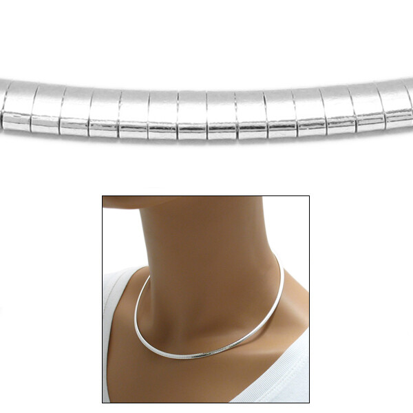 Guaranteed Genuine 925 Sterling Silver Domed Omega Chain Necklace 4mm