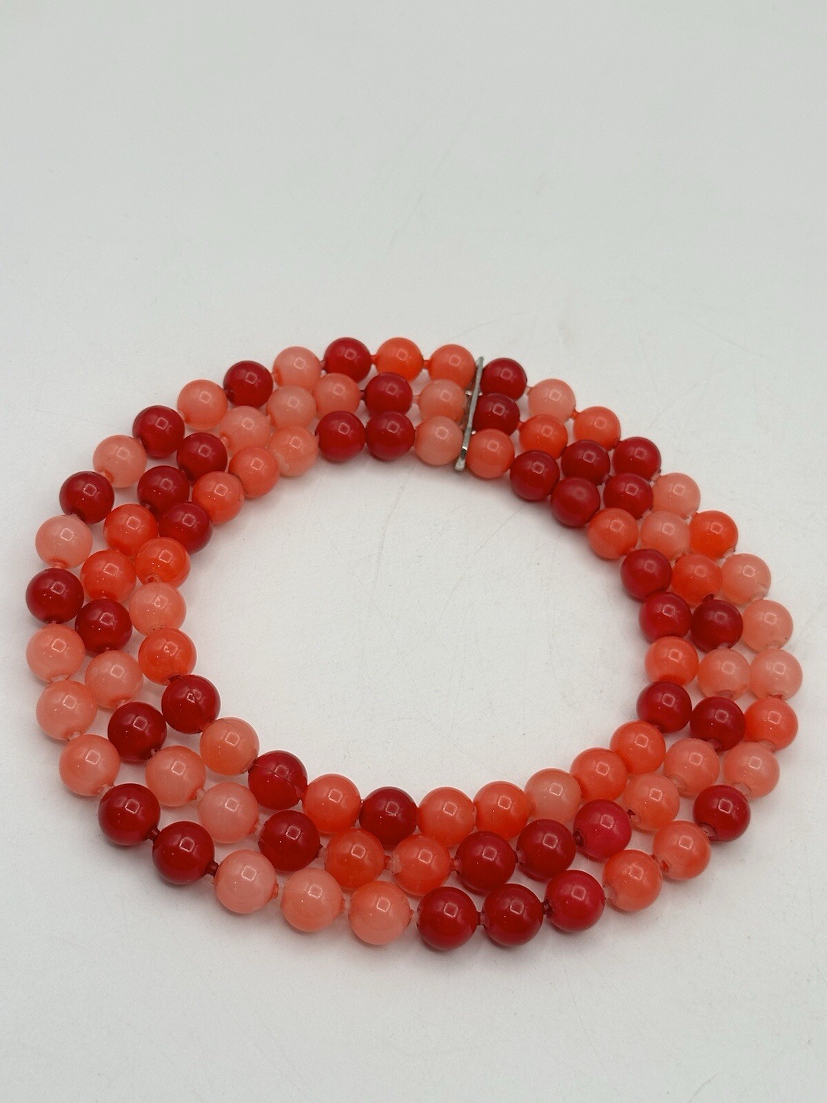 Three Layered Beaded Necklace Cranberry Tones See Description
