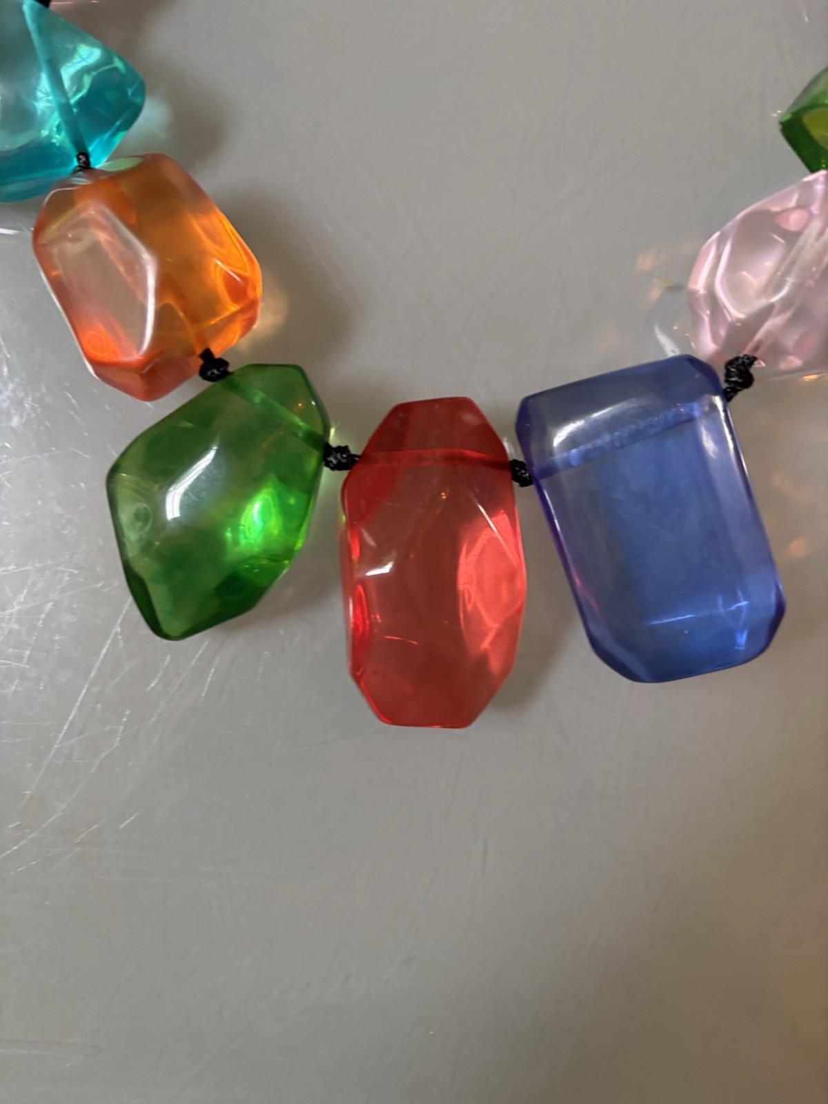 NWOT Statement Bib Chunky Multi Color Rainbow Stones Resin Anthropologie