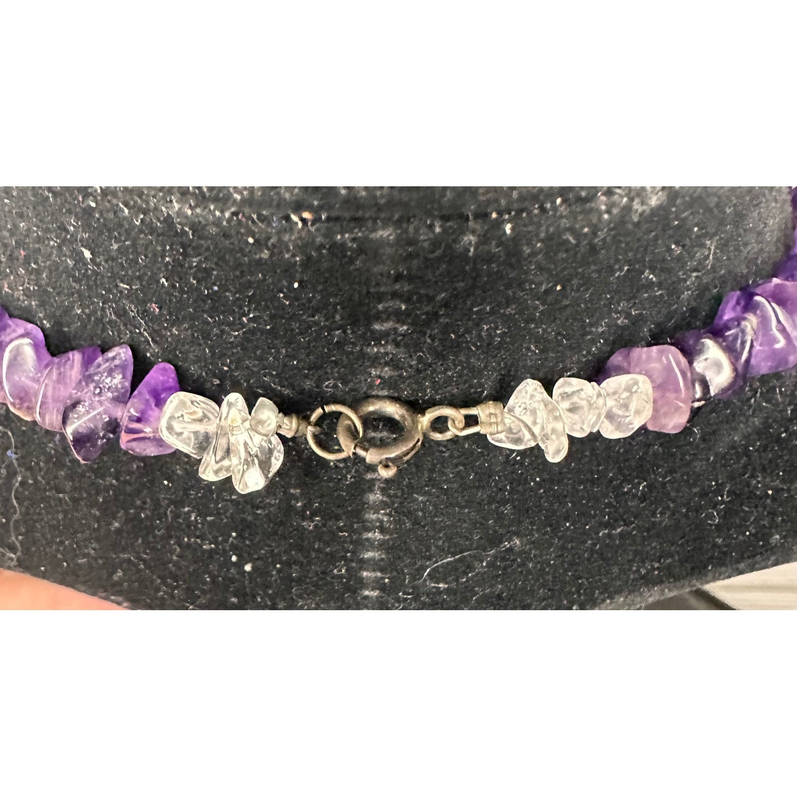 Sterling Silver 925 Amethyst Chip Vintage Necklace Excellent