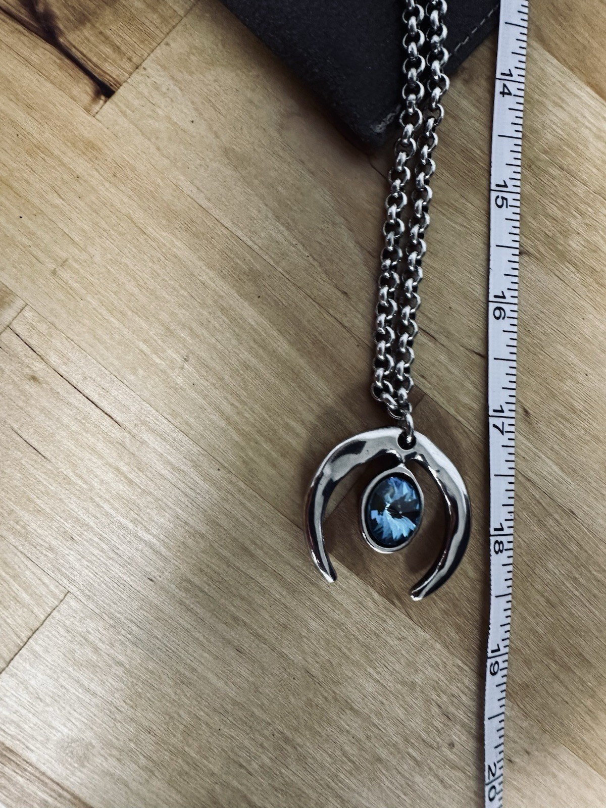 Vidda Signed Sterling Silver Plated Pendant Necklace Blue Swarovski Crystal