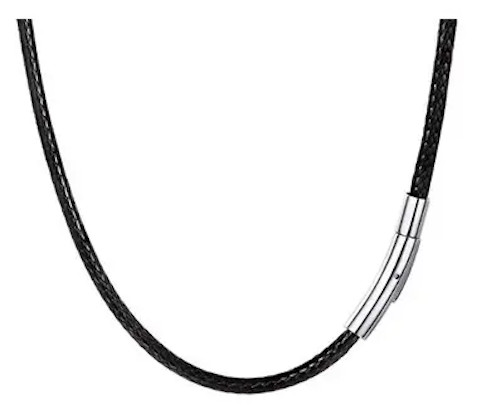 2mm Black Rope Cord Leather Chain Necklace Stainless Steel Clasp 16-30 inch