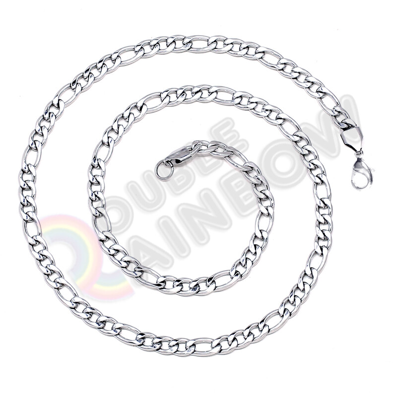 18-36 inches Men Women’s Stainless Steel Figaro Chain Necklace 3mm-12mm