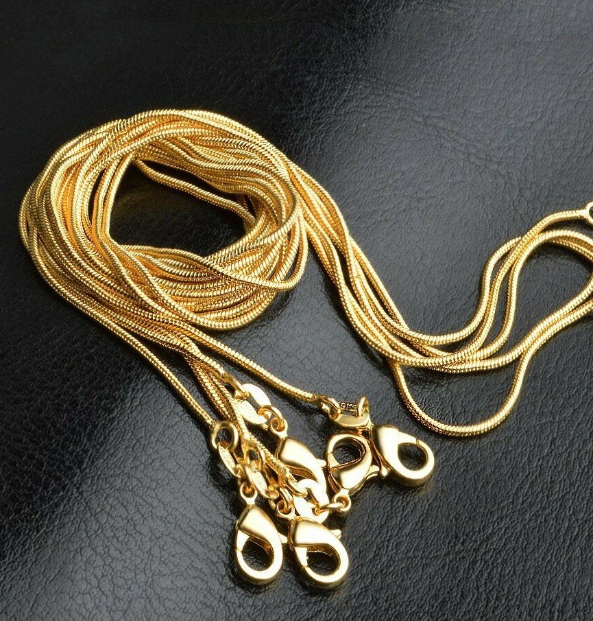18K Gold Filled Snake Chain Necklace 16/18/20/22-38 inch* 1.2/1.6/2/2.5/3mm Wide