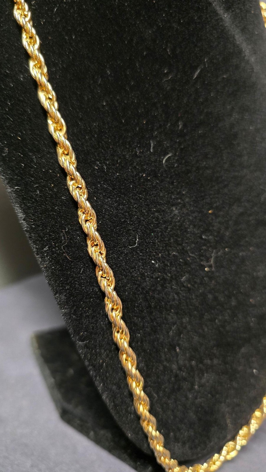 Vintage Gold Tone Rope Chain Necklace Twist Link Statement Jewelry 24in Korea