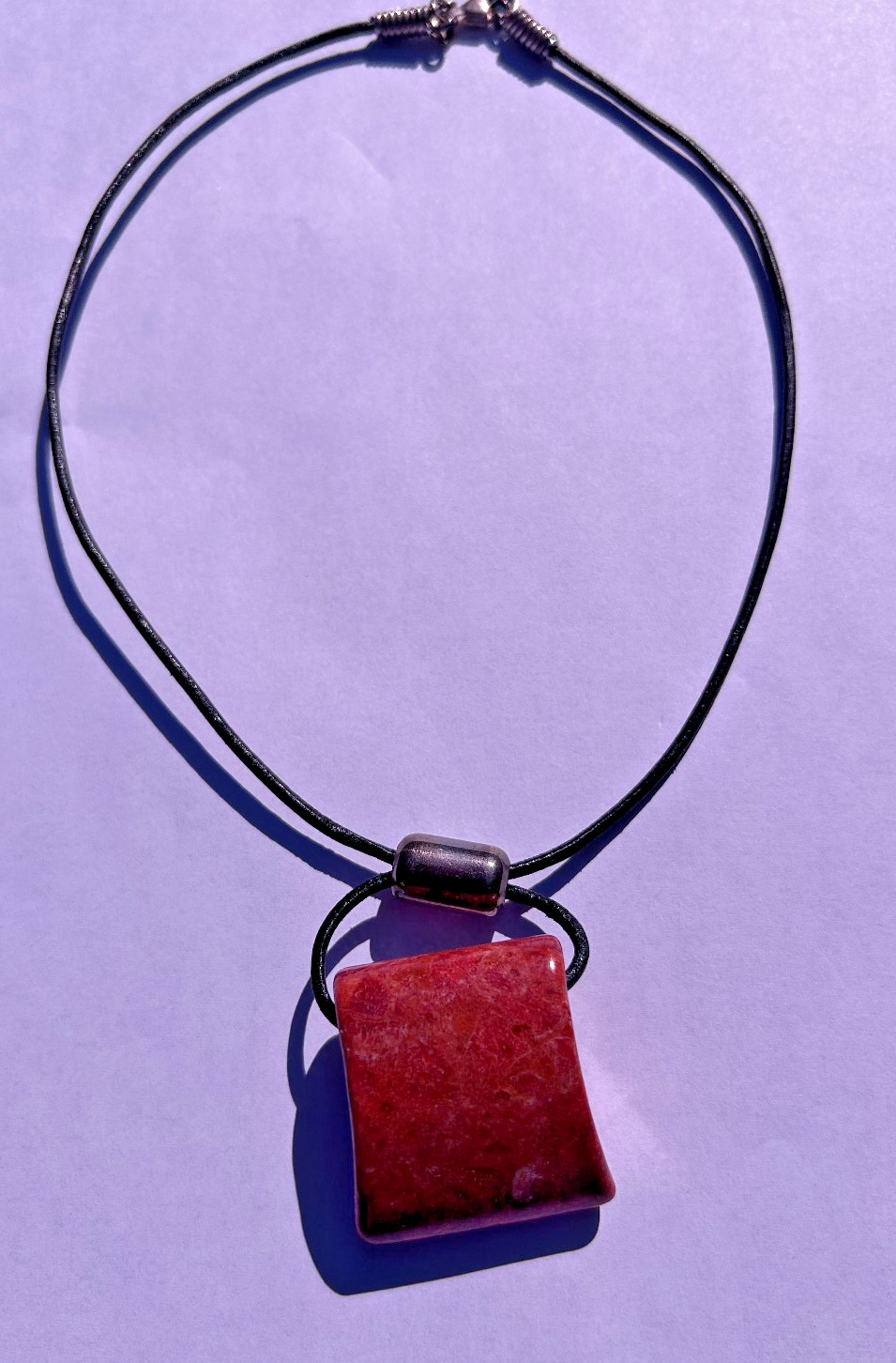 New SILPADA STERLING SILVER LEATHER & CHUNKY CORAL NUGGET NECKLACE N0965