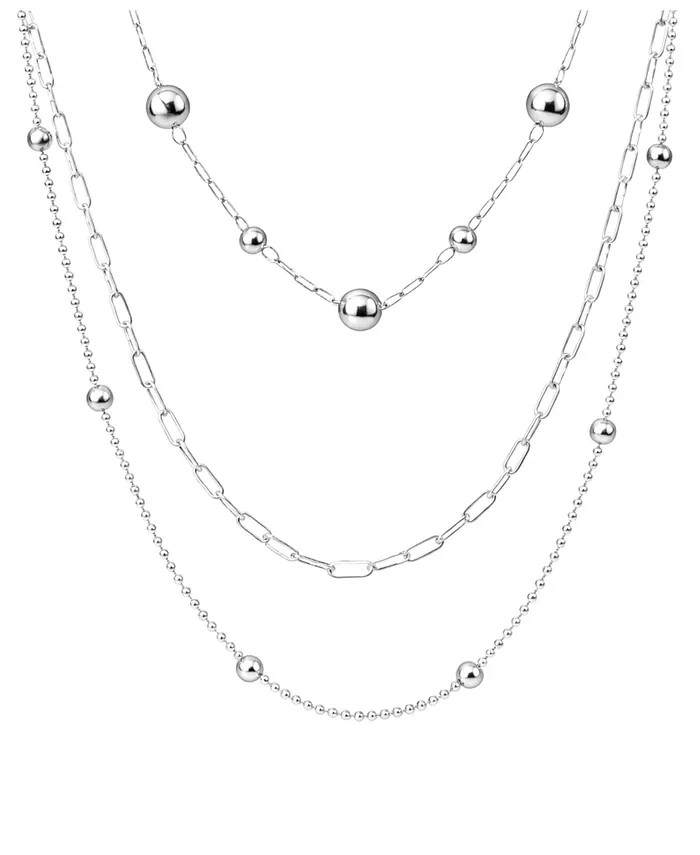 Triple Layer Silver Plated Chain Necklace 16″+2″ Extender Gift Box AND NOW THIS