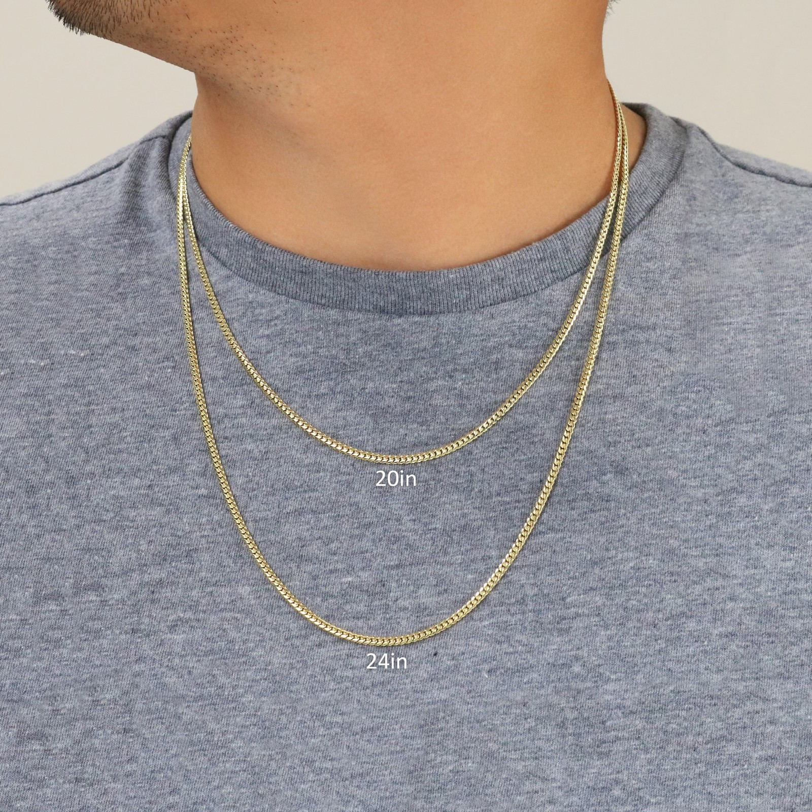 10K Yellow Gold Solid 2.7mm Miami Cuban Link Chain Necklace Lobster Clasp 20″