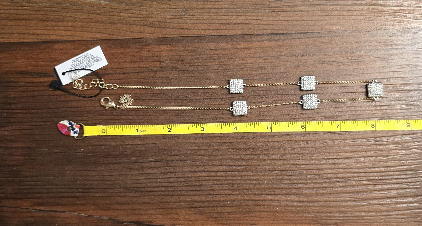 NWT WHITE HOUSE BLACK MARKET WOMEN’S CHAIN NECKLACE GOLD AND SILVER TONE PAVE CZ