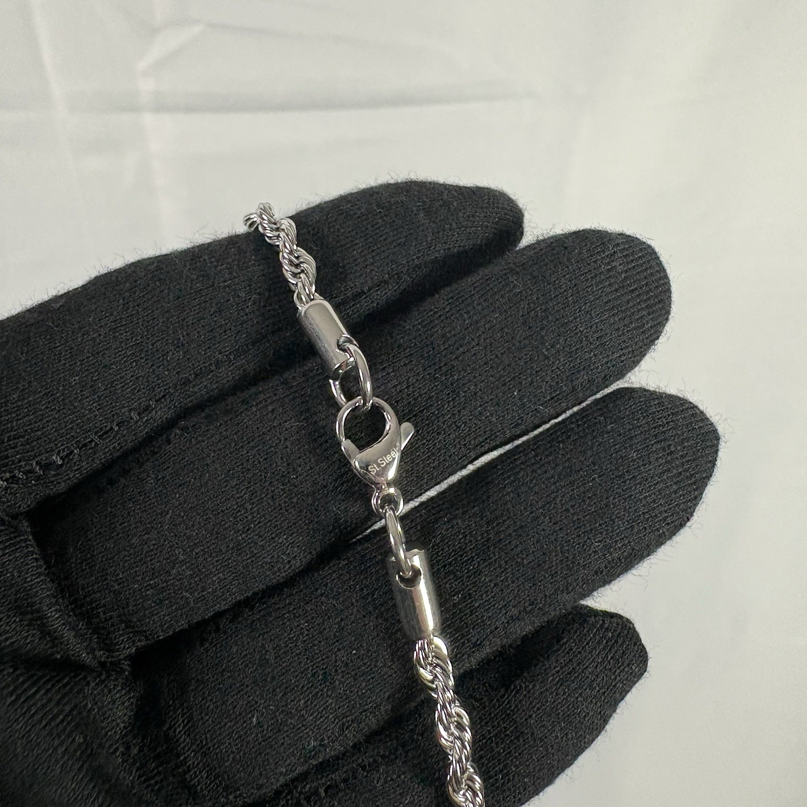 Silver Necklace Set 316L Surgical Stainless Steel 6mm 20” Curb & 4mm 22” Rope