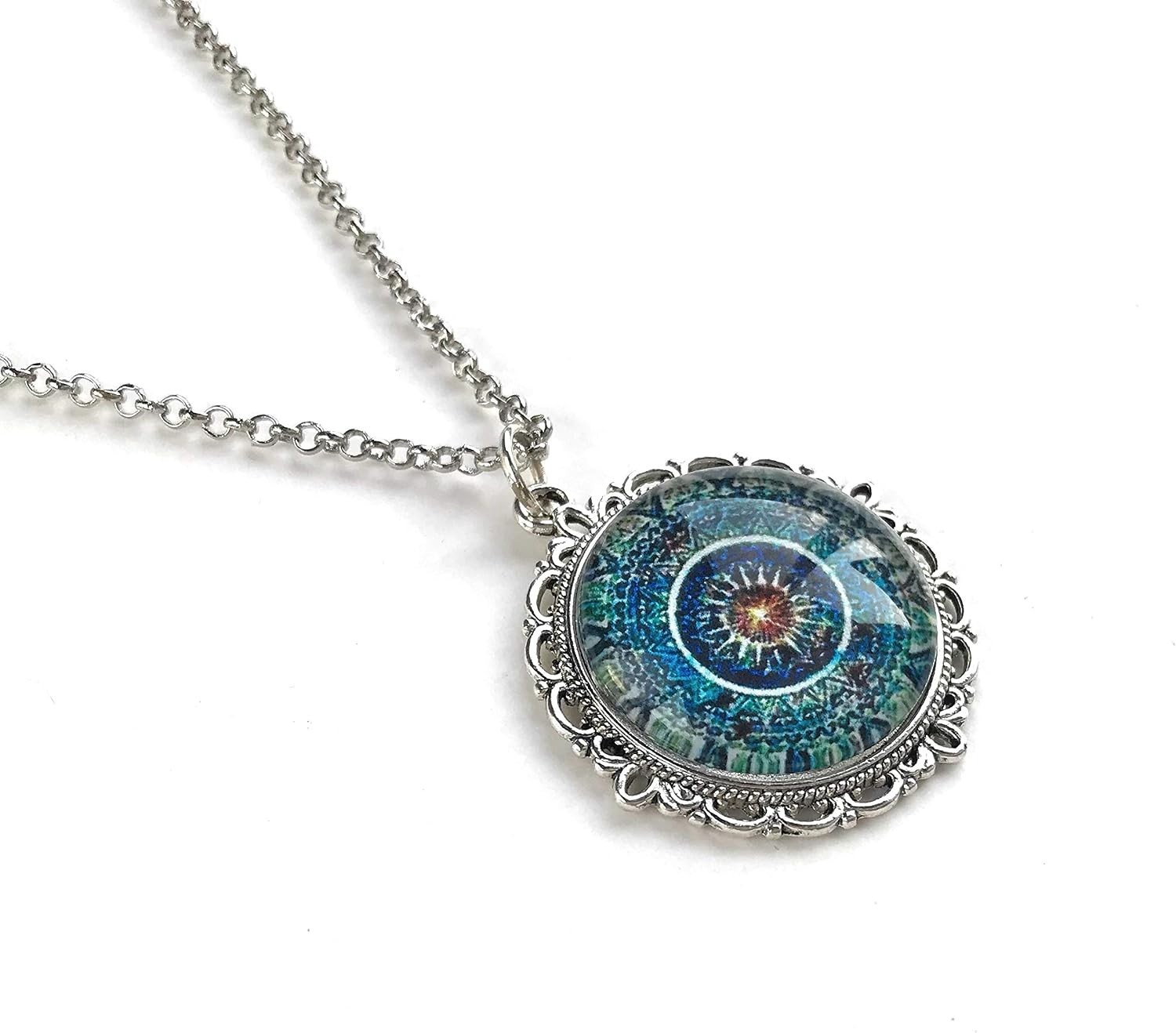 Stunning Blue Mandala Necklace – Artisan Handmade Jewelry for Special Occasions