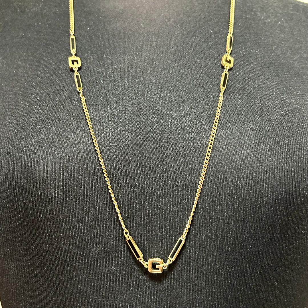 Givenchy Long Necklace Gold G Logo Excellent Condition