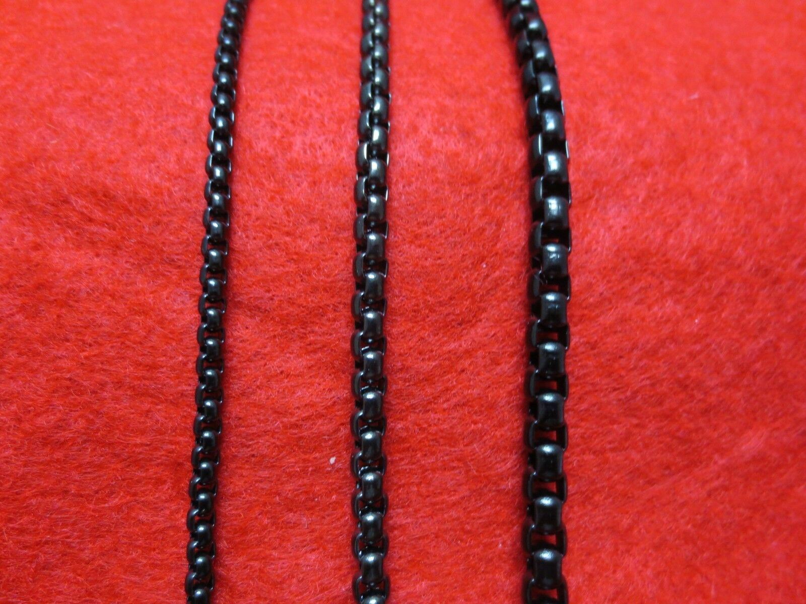 7″-42″ 3/4/5MM BLACK PLATED STAINLESS STEEL SMOOTH BOX CHAIN NECKLACE -BLACK