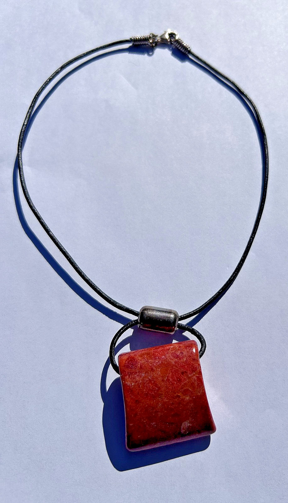 New SILPADA STERLING SILVER LEATHER & CHUNKY CORAL NUGGET NECKLACE N0965