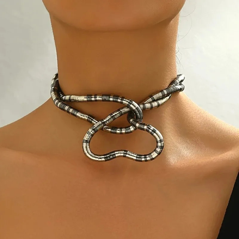 Geometric Long Chain Necklace Multilayer Bendable Link 70cm Women Jewelry