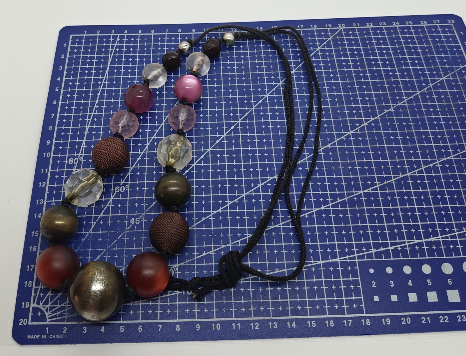 Rustic Chunky Bead Necklace Over Head Adjustable Cord Costume Jewellery