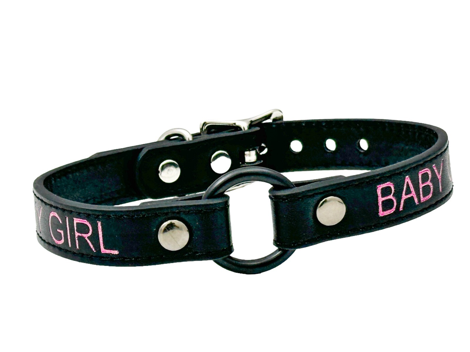 Name Black Ring Choker BDSM Collar Vegan Leather Necklace O Ring Fetish Ball