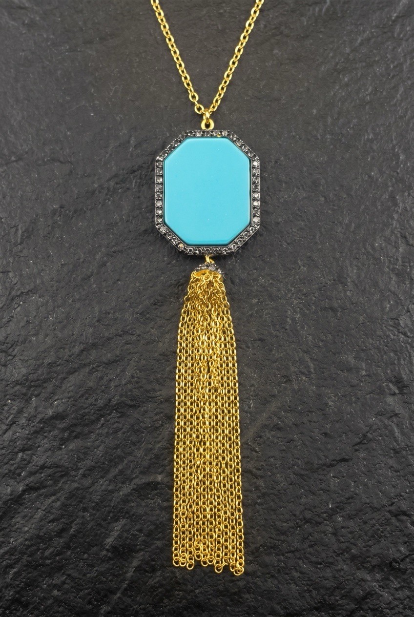 Freida Rothman 30″ Turquoise Tassel Pendant Necklace $295 NWTOB *READ NOTE*