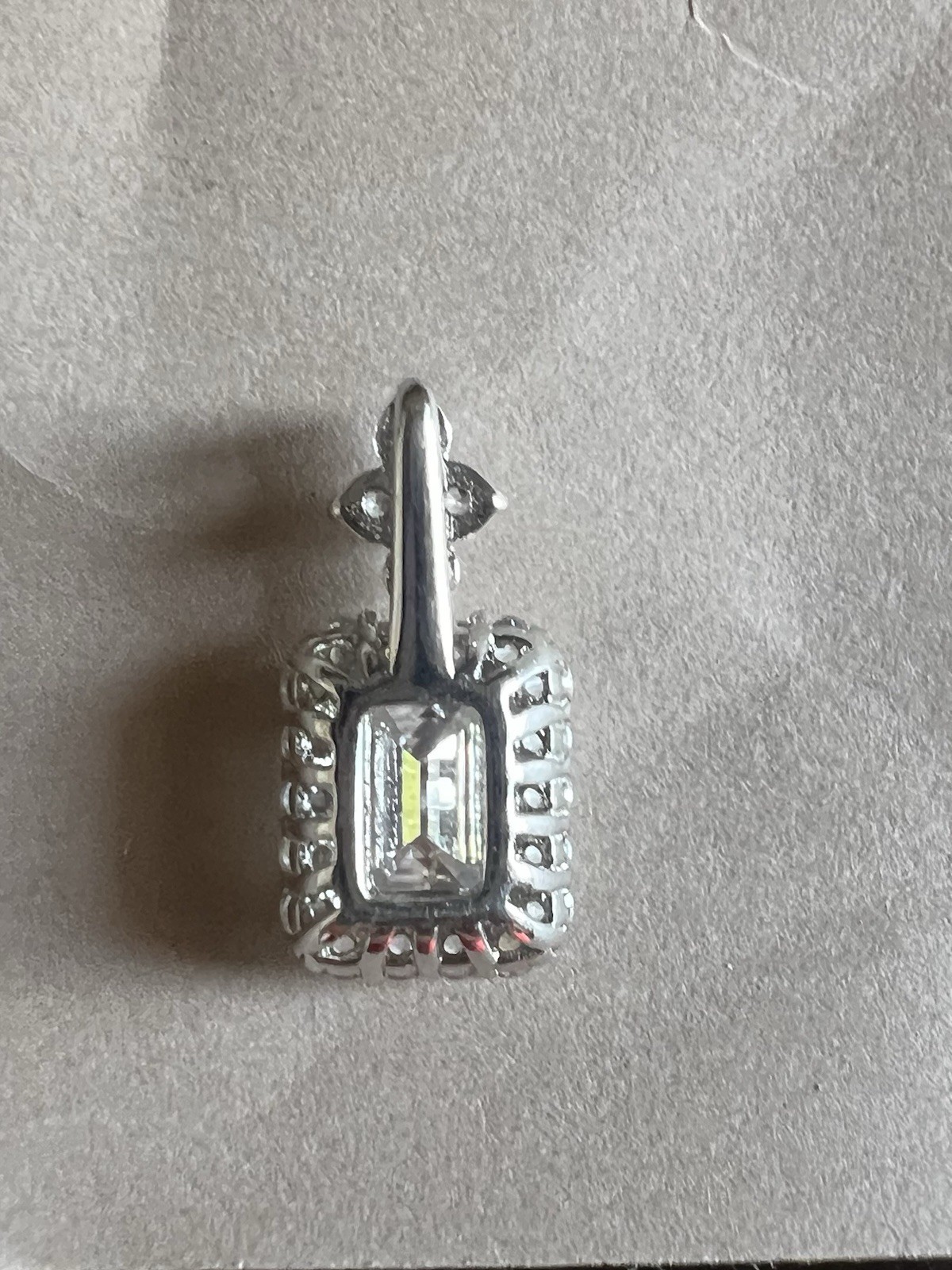 Authentic Emerald Cut White Moissanite VVS1 Halo 1 Carat 925 Silver Pendant
