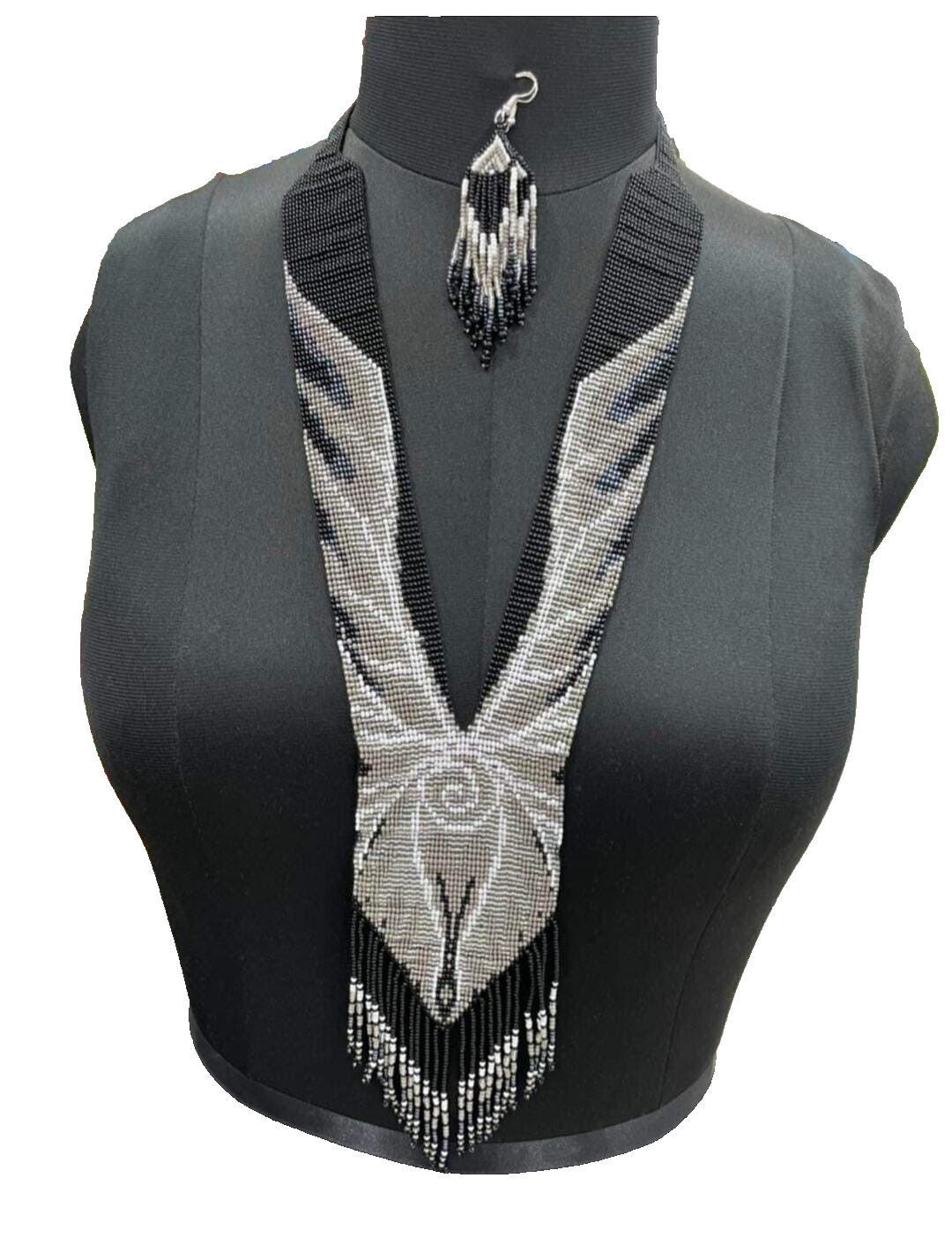 Handmade Necklace Seed Bead Boho American Style Nativ Beaded Multi Strand