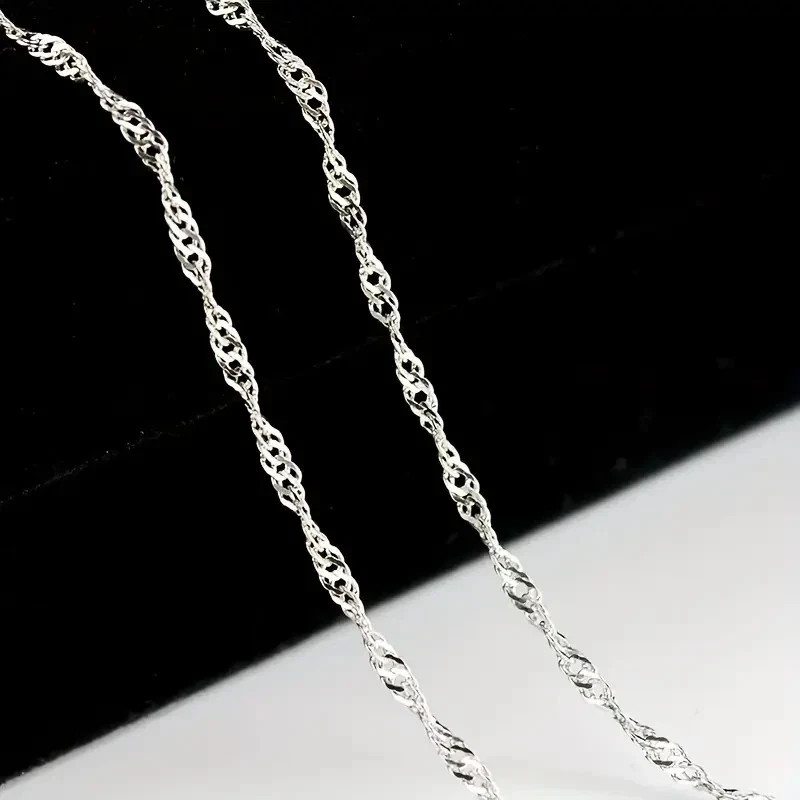 20 Inch Fashion 925 Sterling Silver 2mm Water Wave Necklace Link Chain Women New