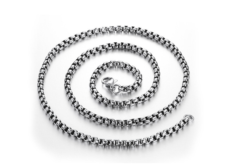 16-36″MEN Stainless Steel 2.5mm Silver Box Link Chain Necklace