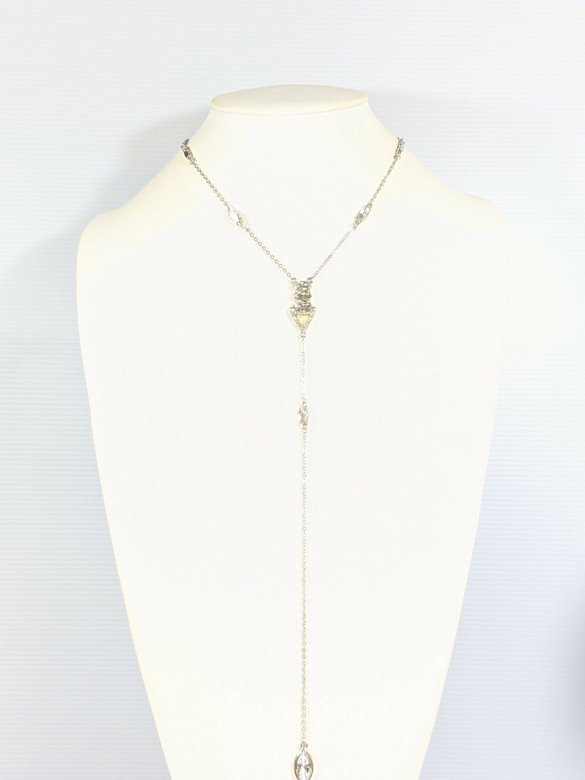 American Eagle Crystal Yellow Triangle Long Y Drop Necklace 20 Inch Chain
