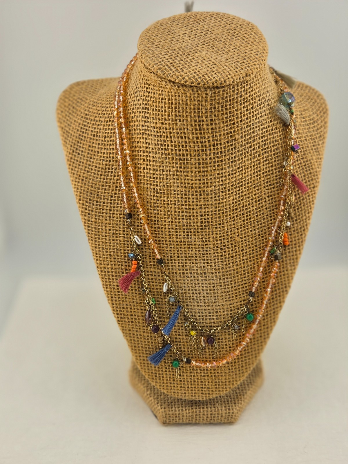 Beautiful Boho Long Tassel and Bead Necklace