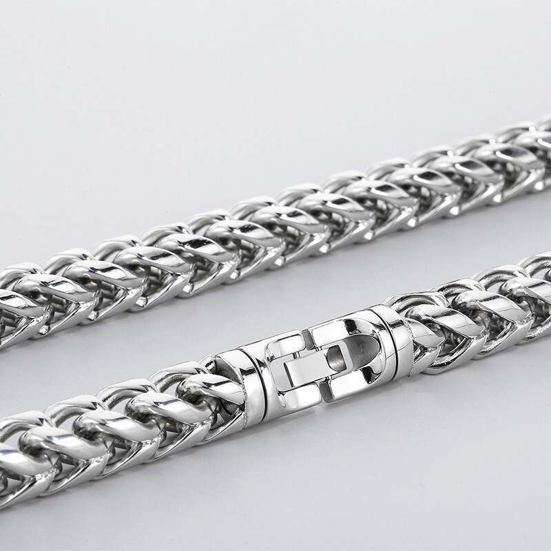 10mm 26” Mens Stainless Steel Large Punk Solid Braided knit Chain Necklace Huge