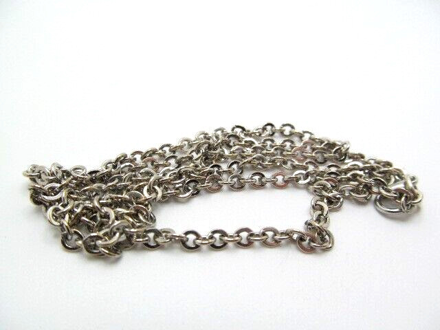 Vintage Silver Tone 3.4mm Rolo Link Chain Solid Necklace 24 Inch