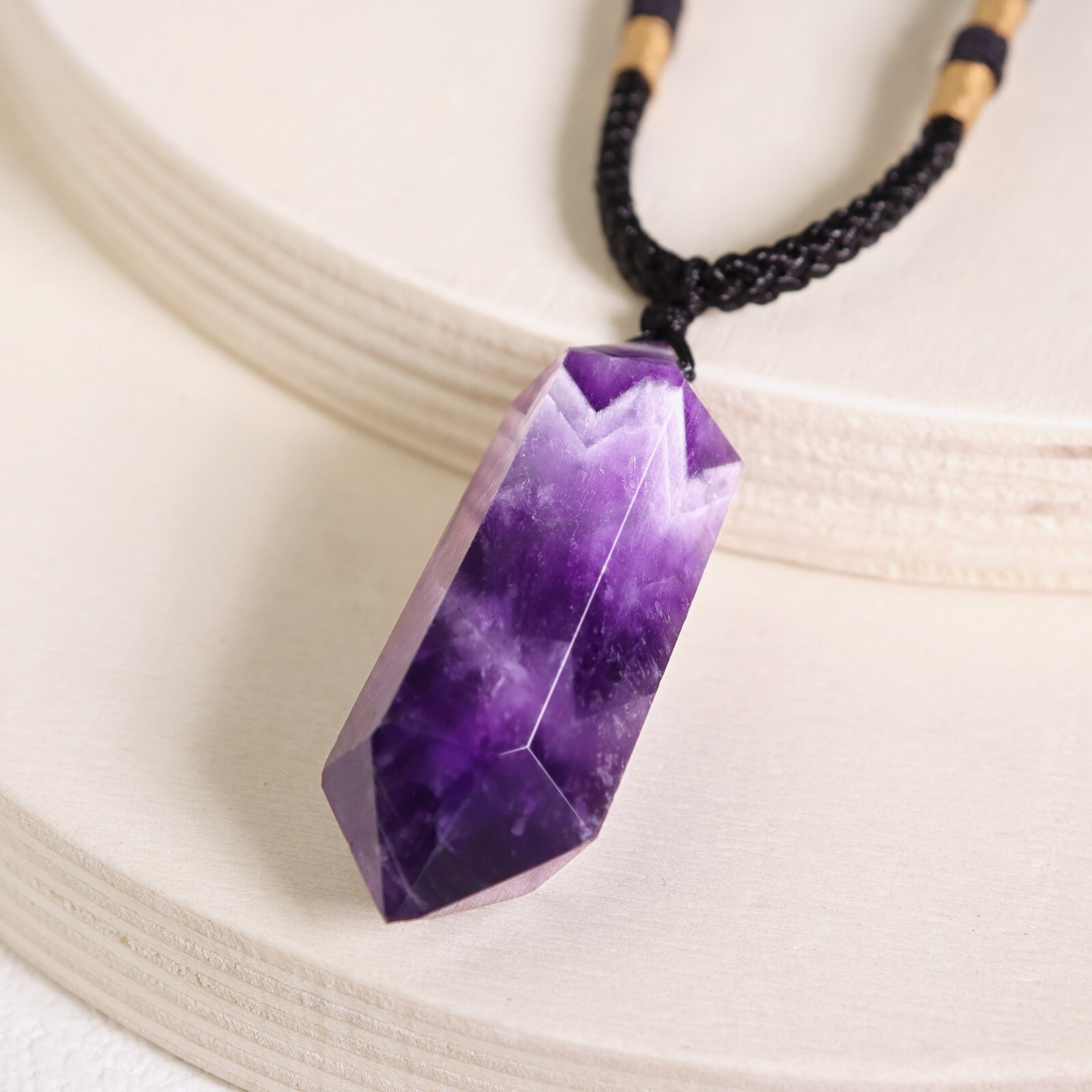 Amethyst Crystal Hexagonal Point Pendant Healing Chakra Women Men Necklace Gifts