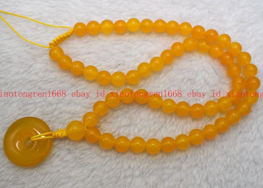 Natural 8mm Yellow Topaz & 30mm Circle Donut Gems Round Beads Necklace 16-24in