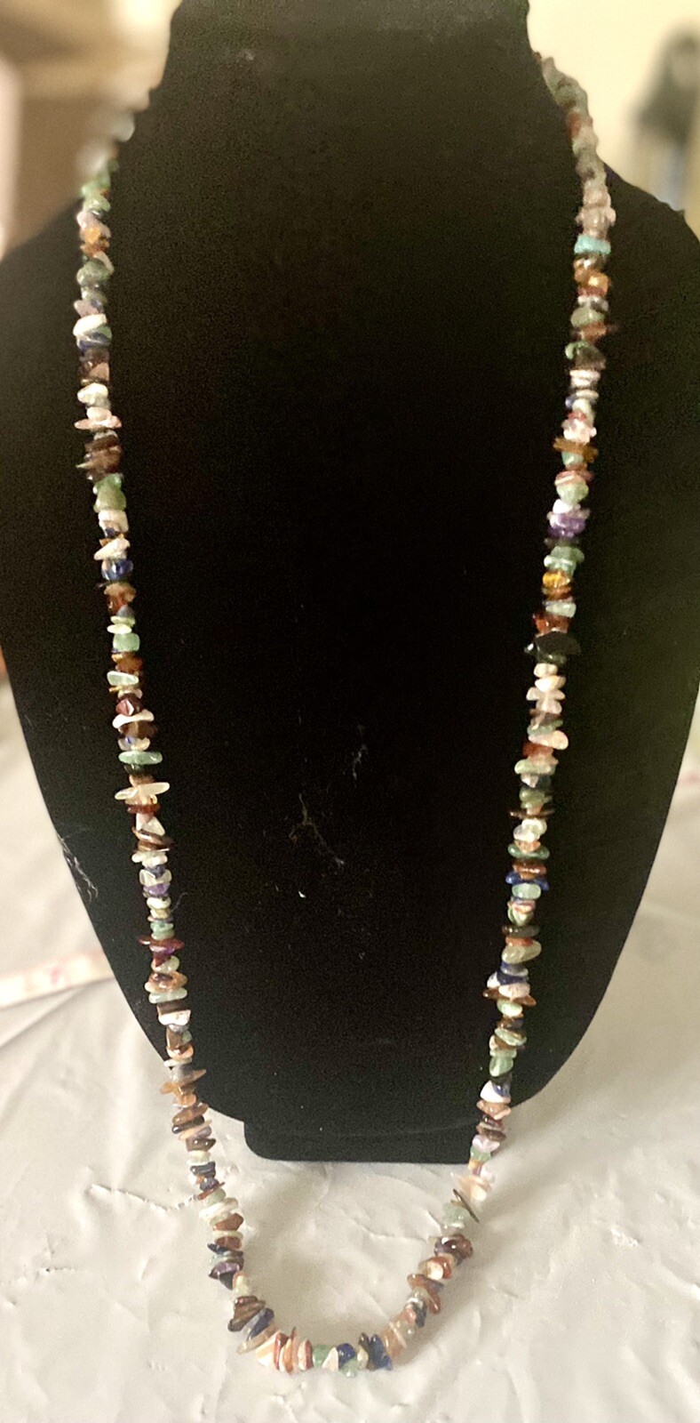 Natural Looking Stone Necklace Long Colorful 36” Unknown Stone Type
